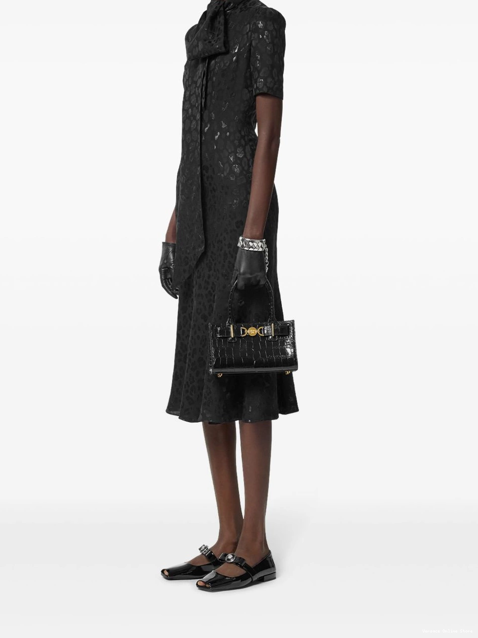 Affordable leopard-jacquard dress Lavalliere Versace midi Women 0421